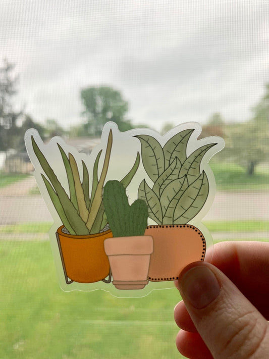 Succulent Pots Clear Sticker